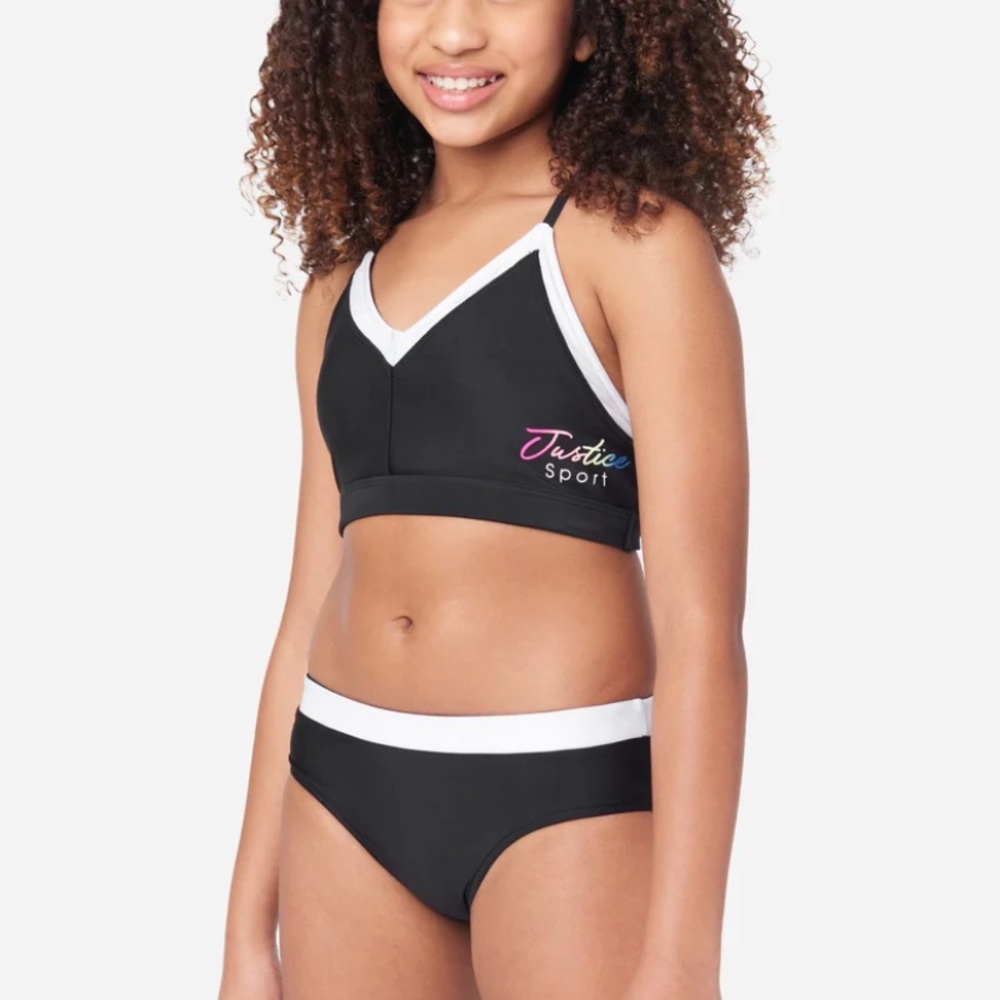 Girls Swimsuit two-piece bikini size 16/18, reversible from black to white
